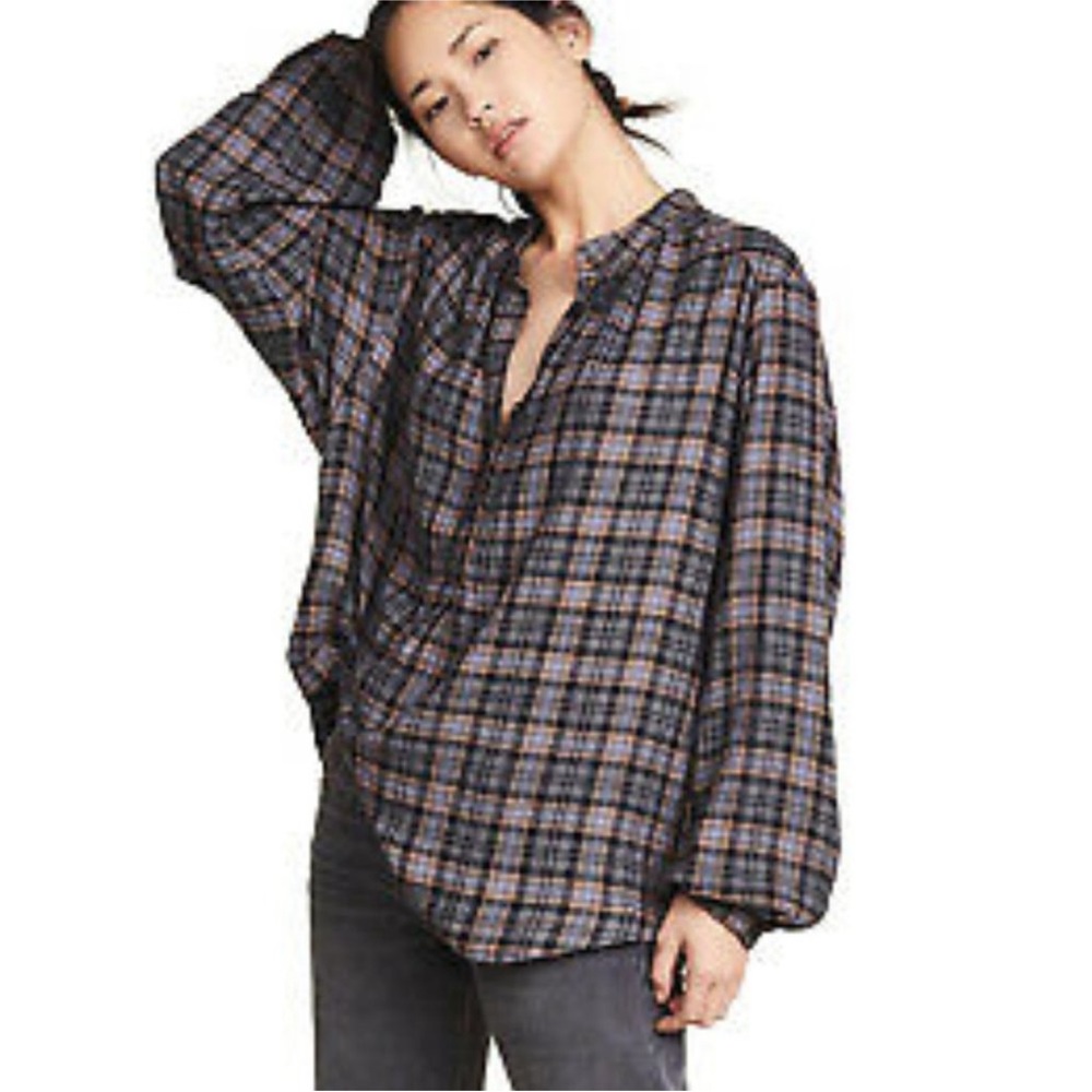 Free People plaid peasant top S